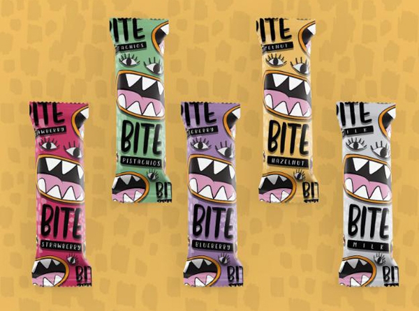 巧克力包裝設(shè)計,系列名為BITE的巧克力棒的包裝設(shè)計