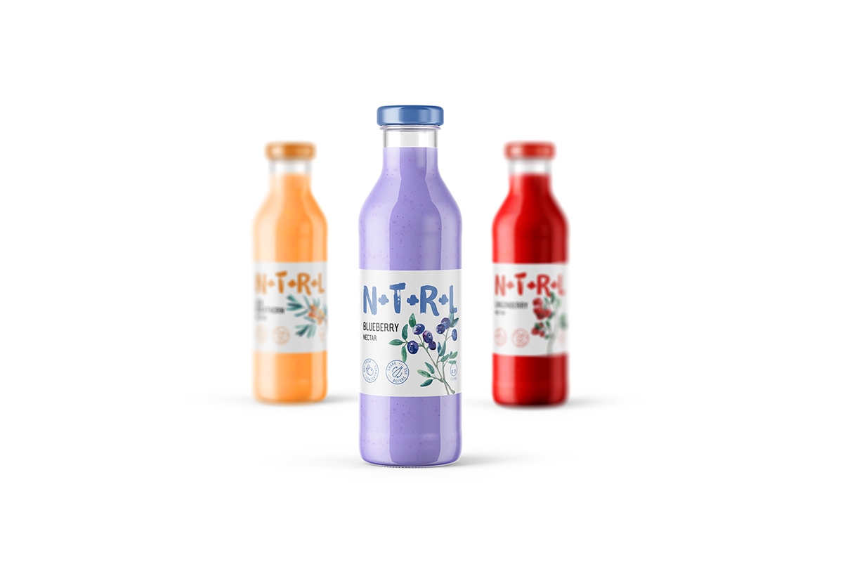 天然飲料，果汁的 品牌的包裝設計