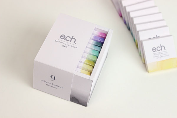 彩色之光， 生態手工巧克力食品包裝設計工程。