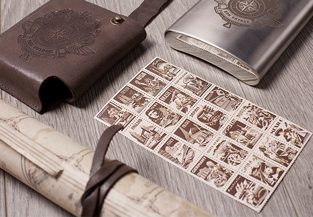 銀行圣誕禮物-郵票與皮革產(chǎn)品包裝盒設計